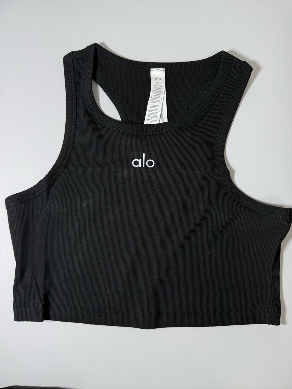 ALO Yoga Black Ribbed Racerback Crop